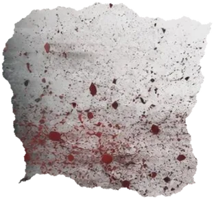 Red flecks scattered across pale grey, like blood thrown at a wall.